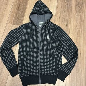 BENCH NWT S BLACK GRAY ZIPPER HOODED FLEECE LINED THUMBHOLE WARM SWEATER JACKET